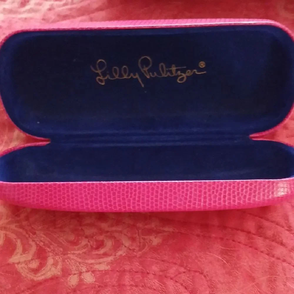 Lilly Pulitzer Pink Eyeglass Case with Gold Logo
